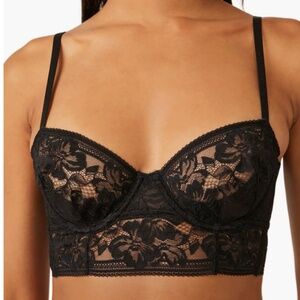 Free People Intimately Sorento Demi Longline Underwire Bra Black Lace